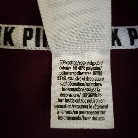 Pink Victoria's Secret Sweatshirt Small Burgundy Quarter Zip Cowl Neck Pullover - Picture 9 of 12
